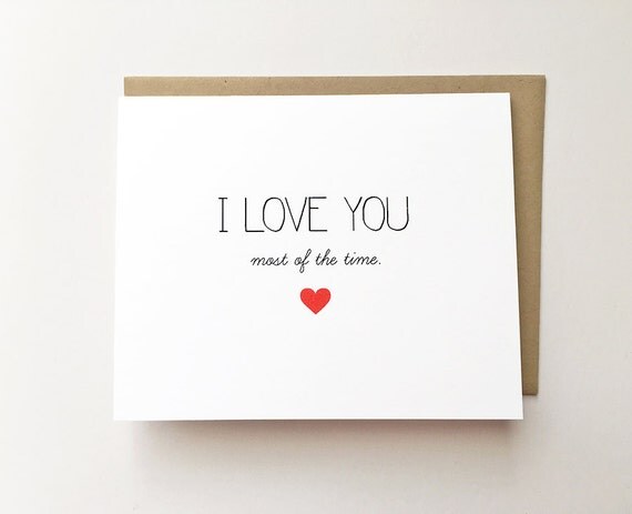 Sarcastic anniversary card Funny I love you card by Suckycards