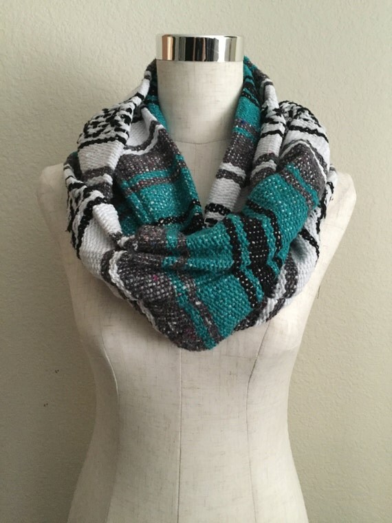 Teal Mexican Blanket Infinity Scarf