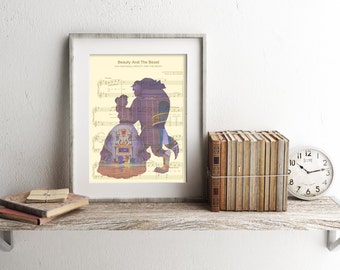 Beauty and the Beast Library Sheet Music Art Print