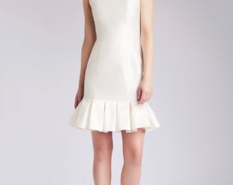 Silk short wedding dress, Pleat dress, Ivory dress - Diba dress by Hanieh Fashion - Free Shipping!