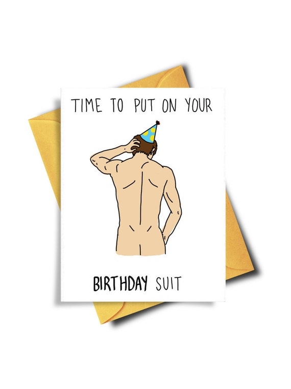 Items similar to Funny Birthday Card, Birthday Suit Naughty Card, Birthday Card For Him, Card