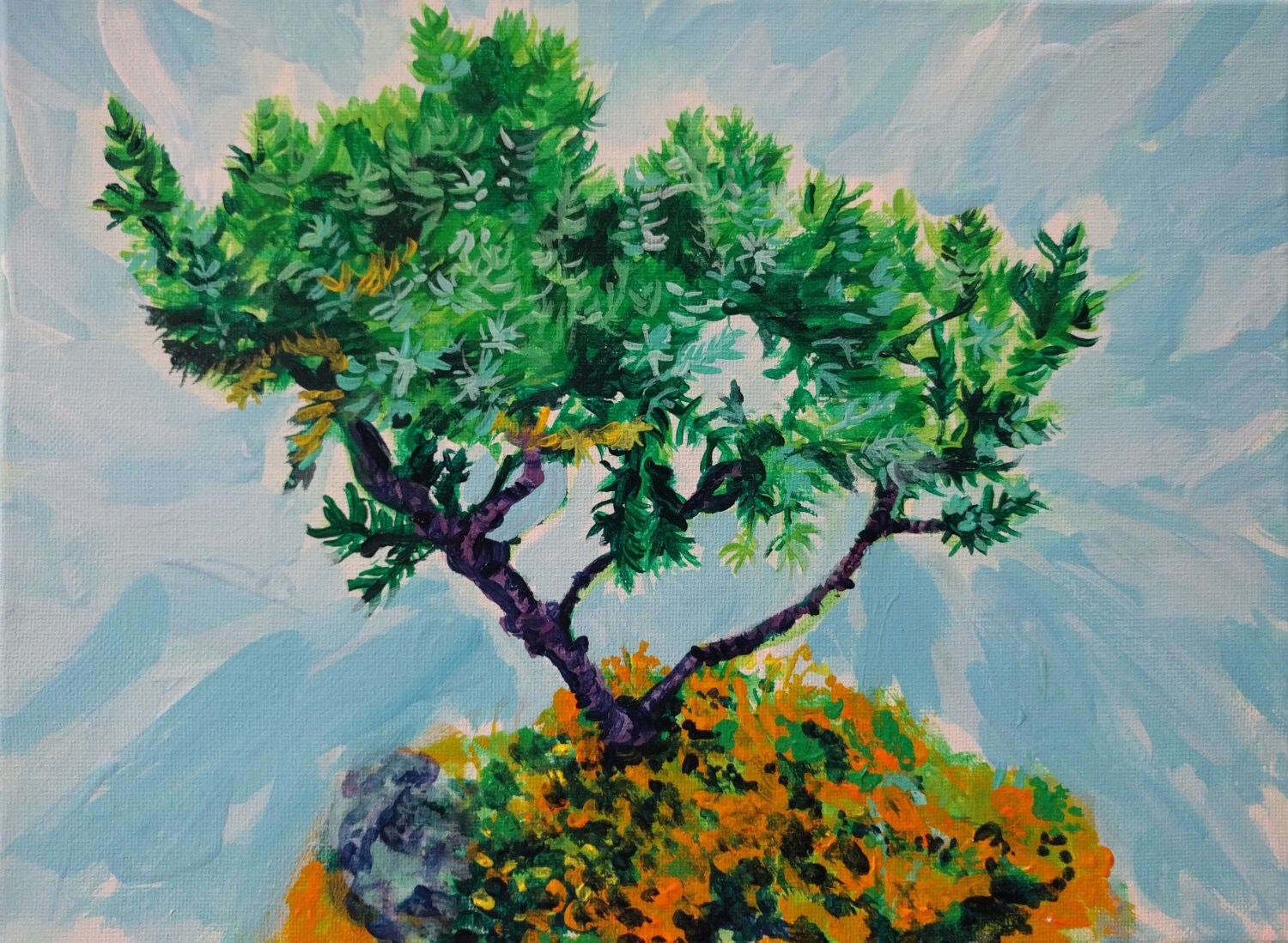Spring in Queens Bonsai Tree Small Original Acrylic