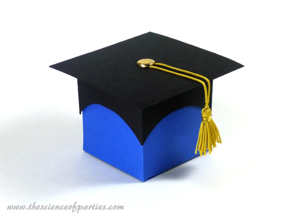 Blue graduation favor boxes Graduation box Gold tassel