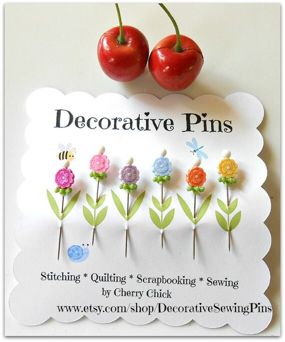 Decorative Sewing Pins Fancy Pins Flower by DecorativeSewingPins