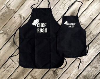 PERSONALIZED DADDY & ME Aprons, Father's Day Aprons, Father and Son Aprons, Father and Daughter Aprons, Father and Child