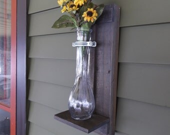 Rustic Wall Sconce Grey Wood Vase Rustic Wall Sconce Grey Wood Vase