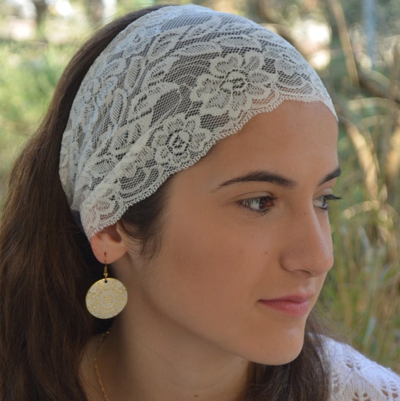 charming white lace headband Bridal Lace Headscarf wide