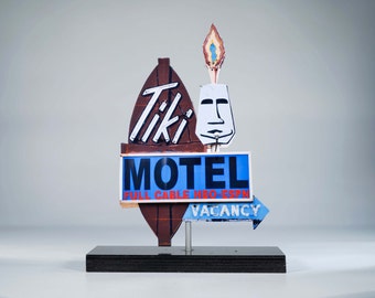 Tiki Motel neon sign photo / tiki art / motel sign / neon sign / retro motel sign / retro / mid century art / route 66 photo / roadside art