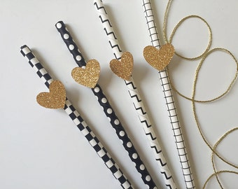 Heart shaped party Straws - Bridal shower straws - wedding straws - heart straws- straws- paper straws