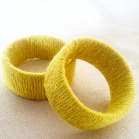 set of 4 Colorful Napkin Rings YELLOW set by MyEasyDesign on Etsy