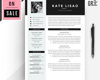 Professional Modern Resume / CV Template for Word (US Letter and A4) 1 & 2 Page CV Template