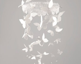 Butterfly Mobile Crib Mobile Baby Mobile Baby Girl Nursery Decor Baby Mobiles Hanging Baby Girl Gift Felt Mobile Nursery Mobile White Mobile