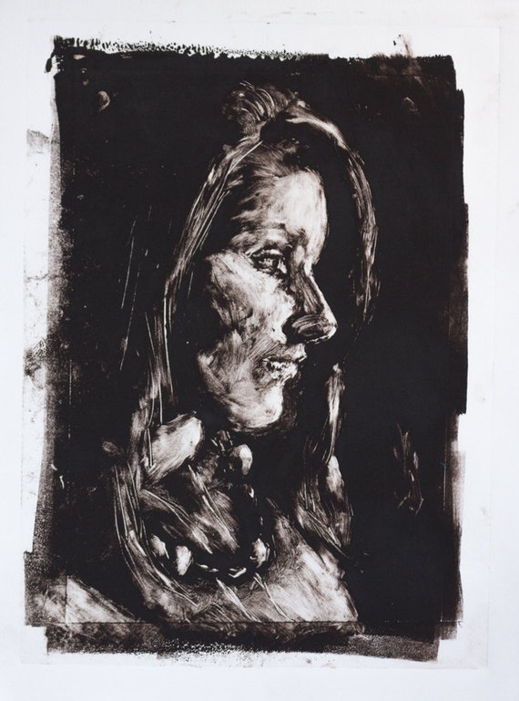 Monotype Monoprint Ink Painting Portrait by FocusOnCreativity