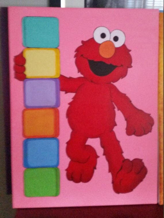 Handpainted Elmo Acrylic Painting On Canvas 18 By CCArtforChildren   Il 570xN.955265394 Mhtb 