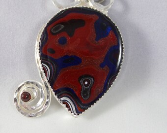 Fordite Pendant Set in Sterling Silver