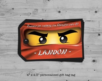 Ninjago birthday gift bag tag - personalized with your child's name - digital / printable