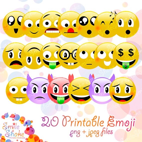 Emojis Printables Clipart Digital Smiley Faces Clip Art