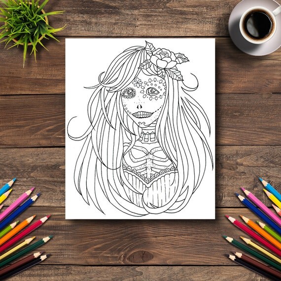Day of the Dead Coloring Page 20 DIGITAL Printable PDF