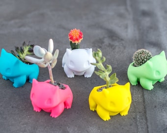 Bulbasaur Planter, bulbasaur plant pot, july 4th, Bulbasaur, Pokemon go, Pocket Animal, 3D printed, Pikachu, Adorable, cute, geekery