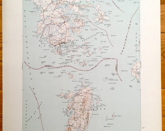 Antique Deer Isle, Stonington, Isle Au Haut, Brooklin & Swans Island, Maine 1944 US Geological Survey Topographic Map