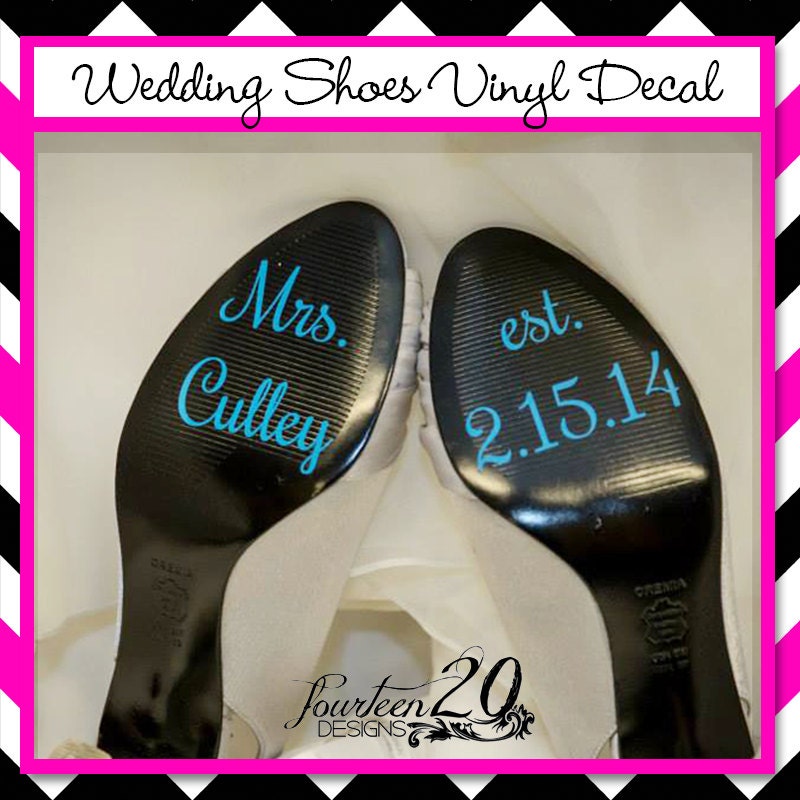 Personalized Wedding Shoe Vinyl Decal Wedding Decal Shoe