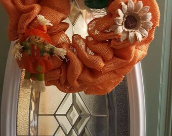 pumpkin scarecrow/ fall wreath/ Halloween wreath/ halloween/scarecrow/ pumpkin