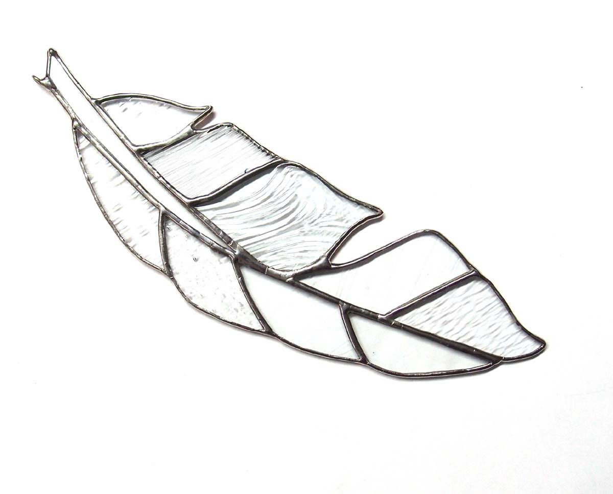 Stained Glass Feather Suncatcher Clear Glass In Beautiful