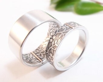 womens wedding band set wedding ring set mens wedding band mens wedding ring sterling silver wedding ring rose gold handmade wedding rings - Mens Silver Wedding Rings womens wedding band set wedding ring set mens wedding band mens wedding ring sterling silver wedding ring rose gold handmade wedding rings - Mens Silver Wedding Rings