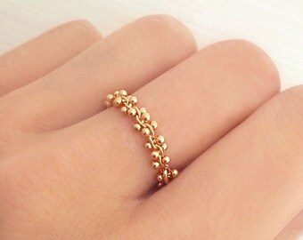 Dainty Gold or Rose Gold Grape Ring // Elegant Dotted Beaded Ring // Lovely Delicate Glamorous Ring