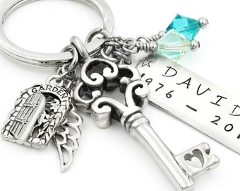 Stainless Steel Memorial Key Chain, Personalized Key Chain, Memorial Custom Key Chain, Remembrance Customized Key Chain, Men's Key Chain