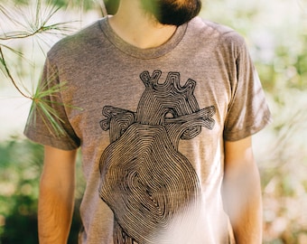 Anatomical Heart Shirt, Mens Tshirt, Outdoorsman Gift for Dad, Nature Lover T-Shirt, Wooden Heart Tree Shirt, Mens Graphic Tee - TRANSPLANT
