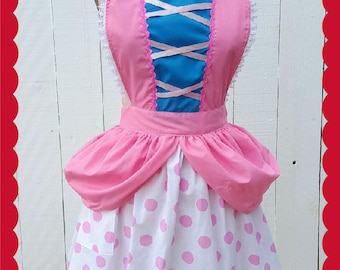 Little Bo Peep costume apron, womens costume apron, Bo Peep dress up ap-ron, Toy Story costume, retro apron, fairy tale costume, full apron