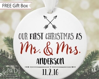 Unique Bridal Shower Gift Personalized Wedding Gift for Couples Mr and Mrs Wedding Gift Idea Personalized Christmas Ornament #OR11MG