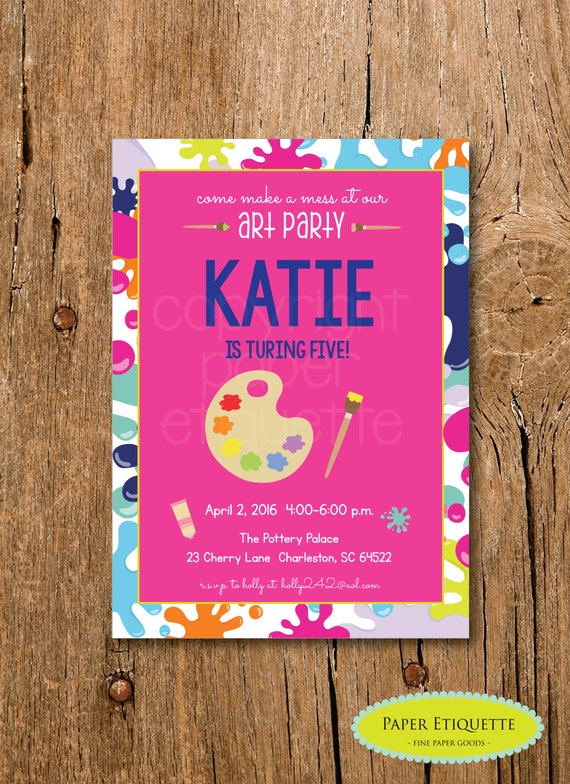 Items similar to Art Paint Party Invitations, Art Painting Birthday ...