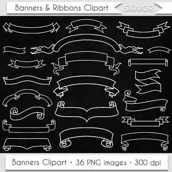Banners Clipart Chalkboard Banners Clip Art White Ribbons