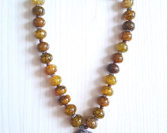 New Listing Sale...Gorgeous GlamRox Spider Agate Necklace. Perfect Jewelry Gift. Agate Necklace. Israel Jewelry.