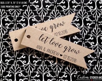 let love grow pennant tags, 2.75" x .75" set of 50, personalized tag, flag tag, wedding favors tags, gift tag, succulent favor tag (T-71)