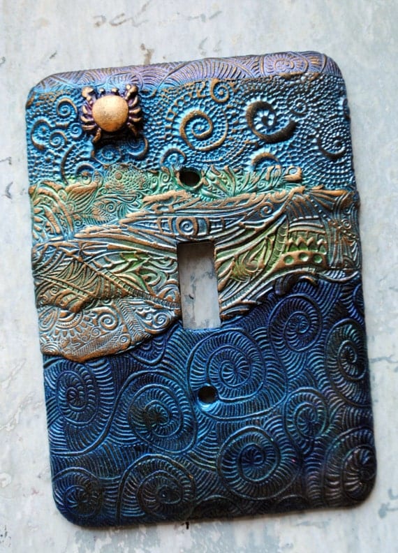 Toggle Switch Cover >> Golden Crab switch plate cover polymer clay ocean theme one Toggle Switch Cover >> Golden Crab switch plate cover polymer clay ocean theme one