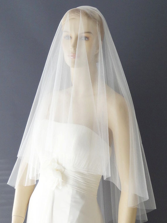 Soft Wedding Veil White Circular Veil Cut Edge by DistinctiveVeils