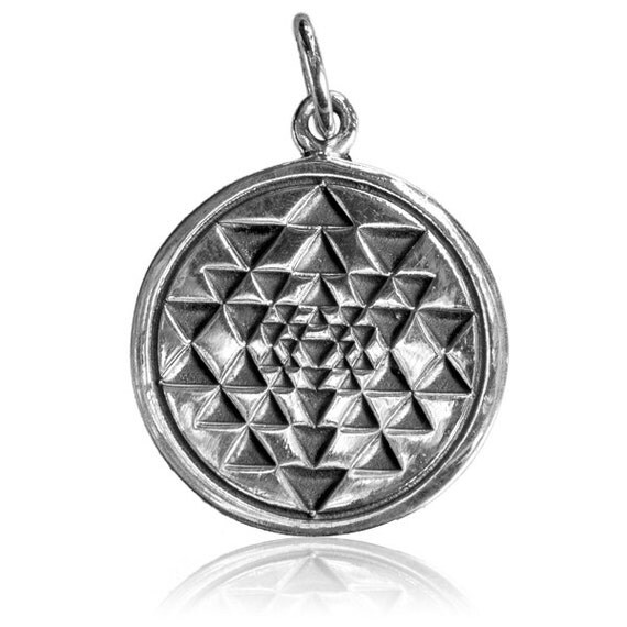 Sterling Silver Sri Yantra Charm Pendant Charm Necklace