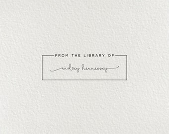 Library Stamp, Book Stamp - Style #04, Wood Mounted or Self-Inking Stamp, Gifts for Book Lovers, From the Library of, Ex Libris Stamp