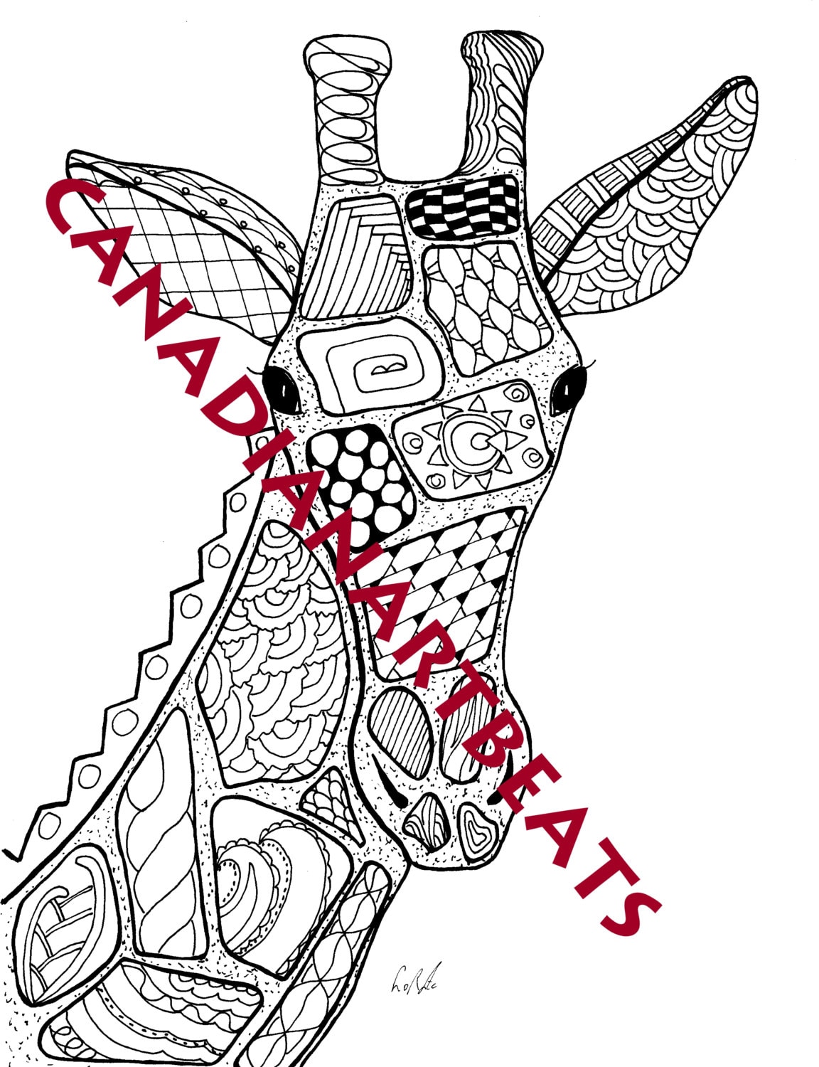 Download Giraffe African Adult Coloring Page by CanadianArtBeats on ...