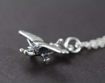 Airplane Necklace - Propeller Cessna Charm 925 Sterling Silver Jewelry