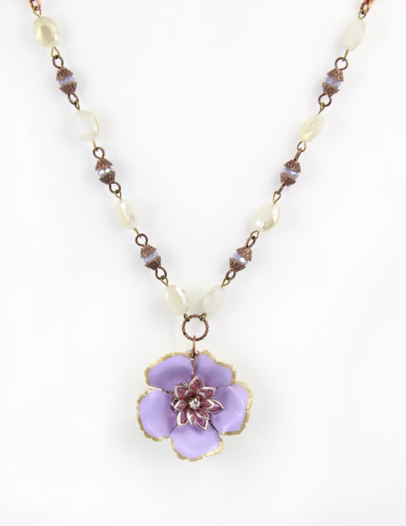 Necklace For Her Purple Flower Necklace By Leilanicoledesigns 