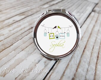 Personalized Compact Mirror Bridesmaids Gift - Bliss Mason Jar Line