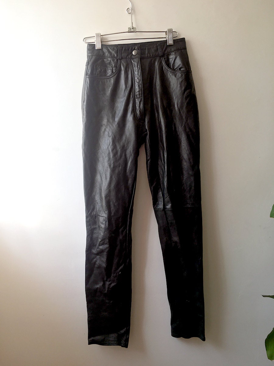 90s Leather Goth Punk Grunge Pants Size 4 Straight Leg