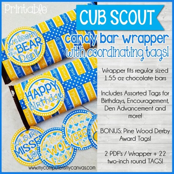 CUB SCOUT Candy Bar Wrapper Tags for Birthday
