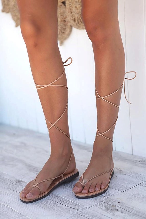 leg wrap lace up gladiator sandals