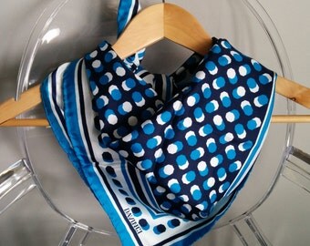 Vintage Da Vinci Ladies Scarf - navy/white/aqua/turquoise
