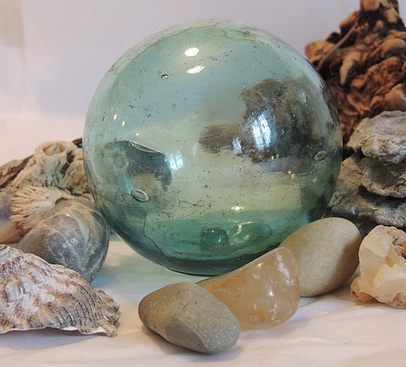 Vintage Japanese GLASS FISHING FLOAT Rare Kanji Maker's